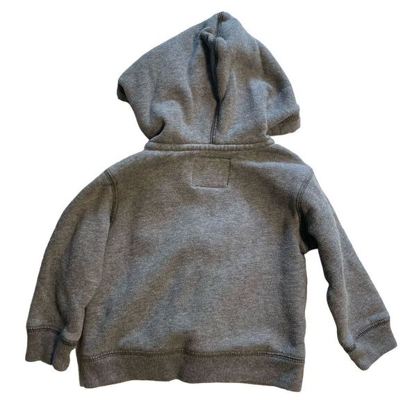 OshKosh B’gosh grey hoodie sweatshirt front zip kangaroo pockets lined hood unis - Picture 3 of 11
